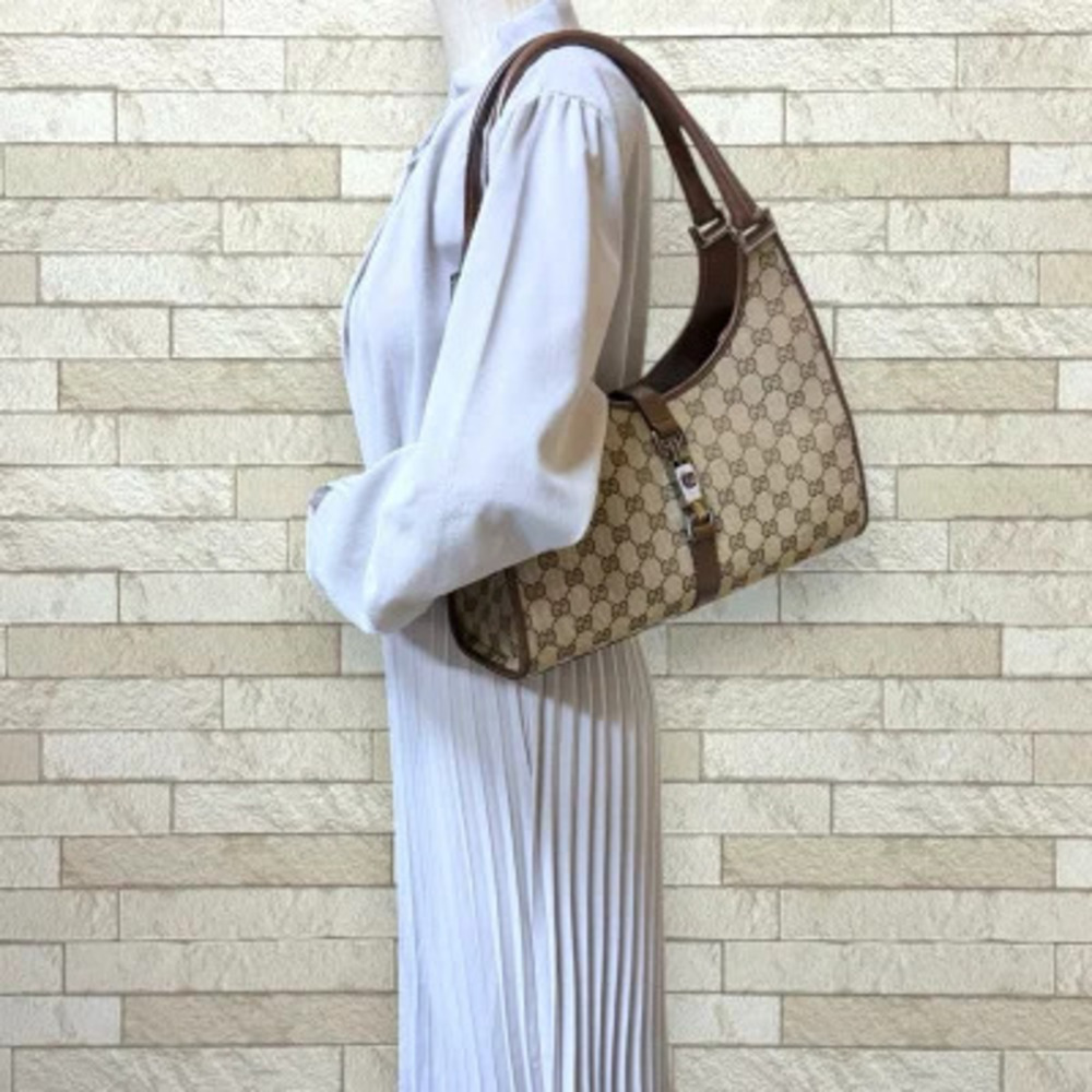 Gucci Jackie GG Brown Canvas Shoulder Bag Brown